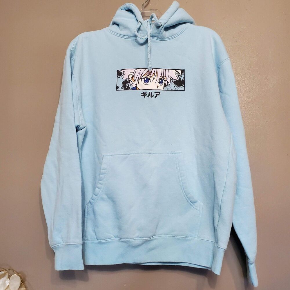 Hypland & Hunter X Hunter Killua Zoldyck Eyes Hoodie Size Small Light Blue